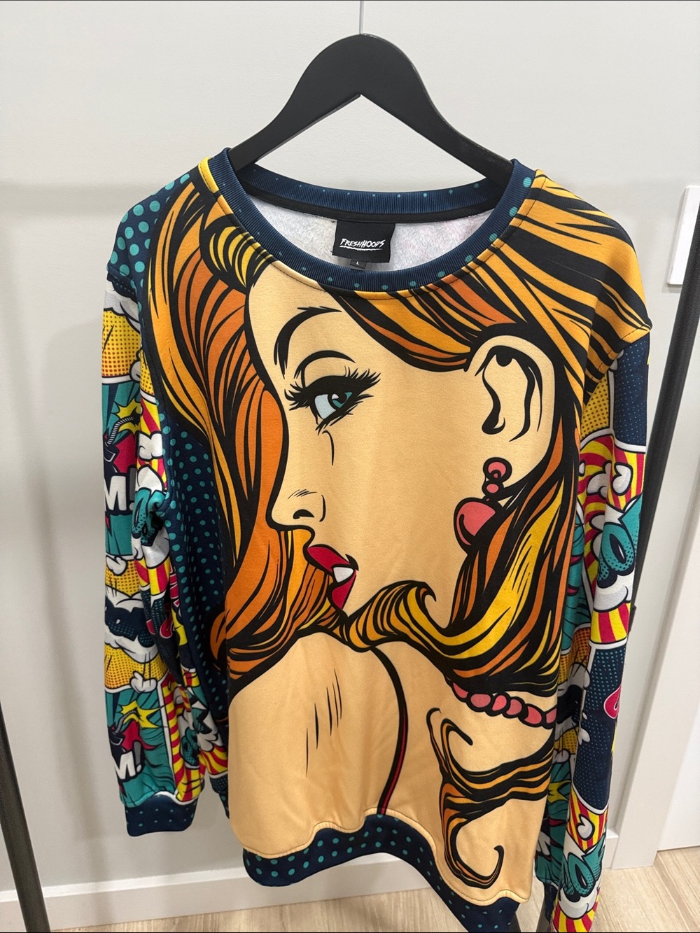 Men’s Crewneck Sweater - Graphic Pop Art Orange